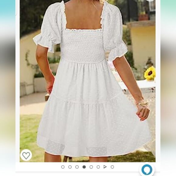 TECREW Womens Square Neck Puff Sleeve Mini Dress Small NWT - Picture 2 of 14